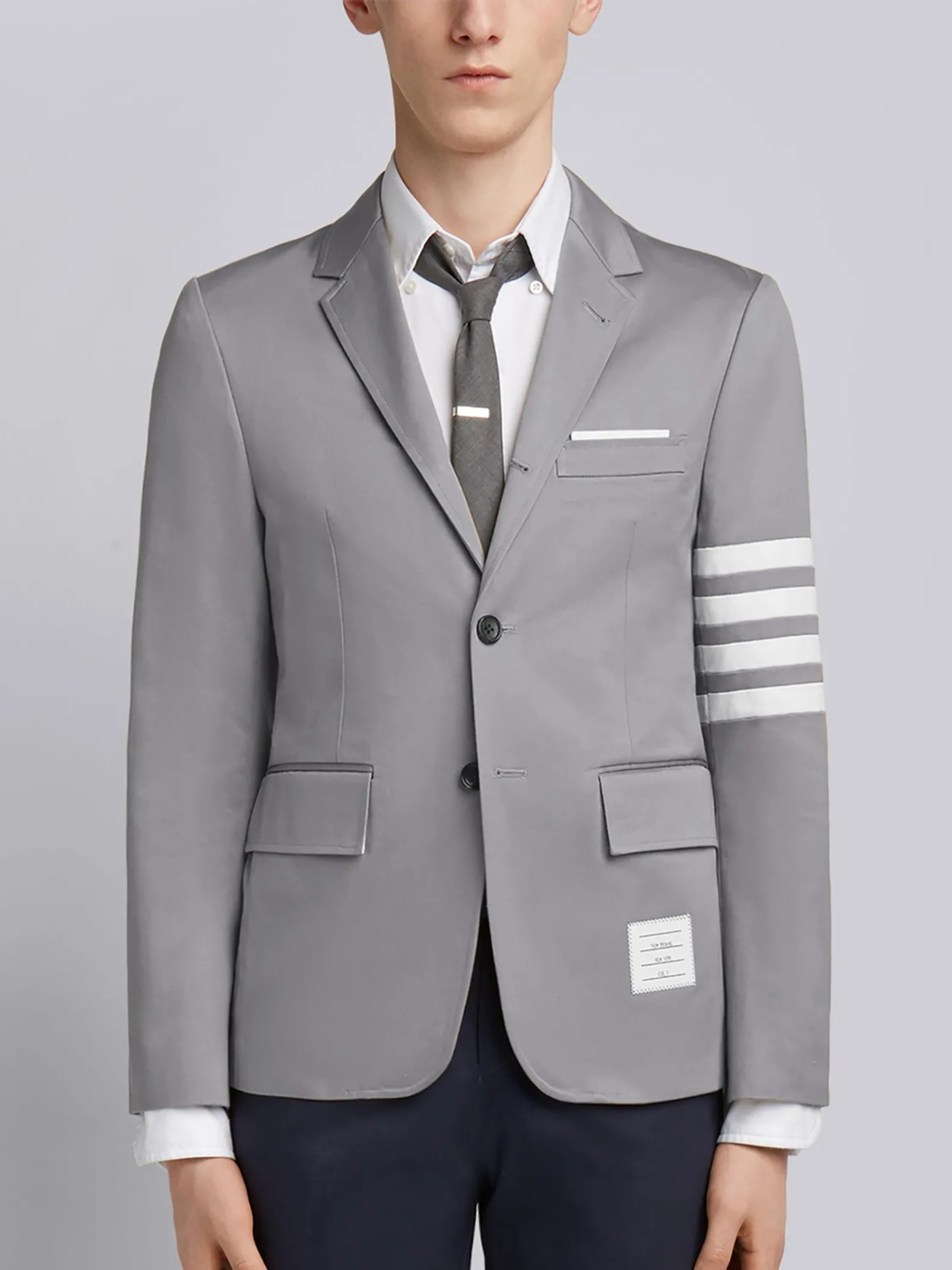 Shop Thom Browne 4-bar Stripe Single-breasted Blazer In Gray