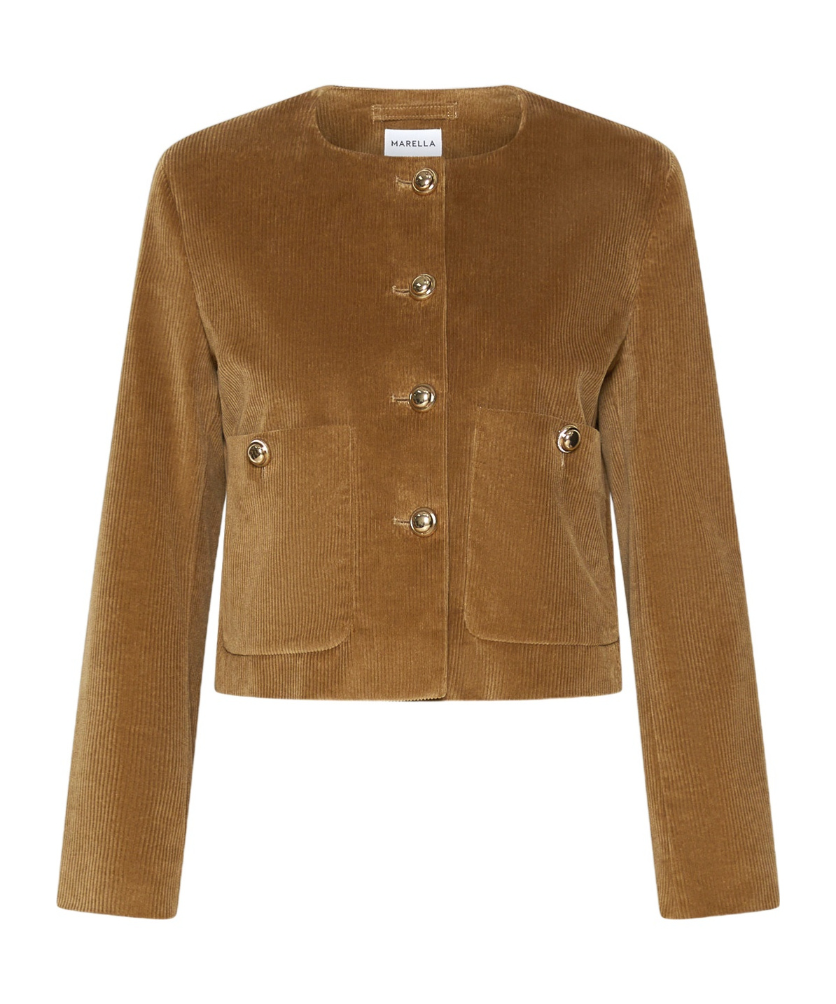 Marella Velvet Boxy Jacket - Olive In Brown
