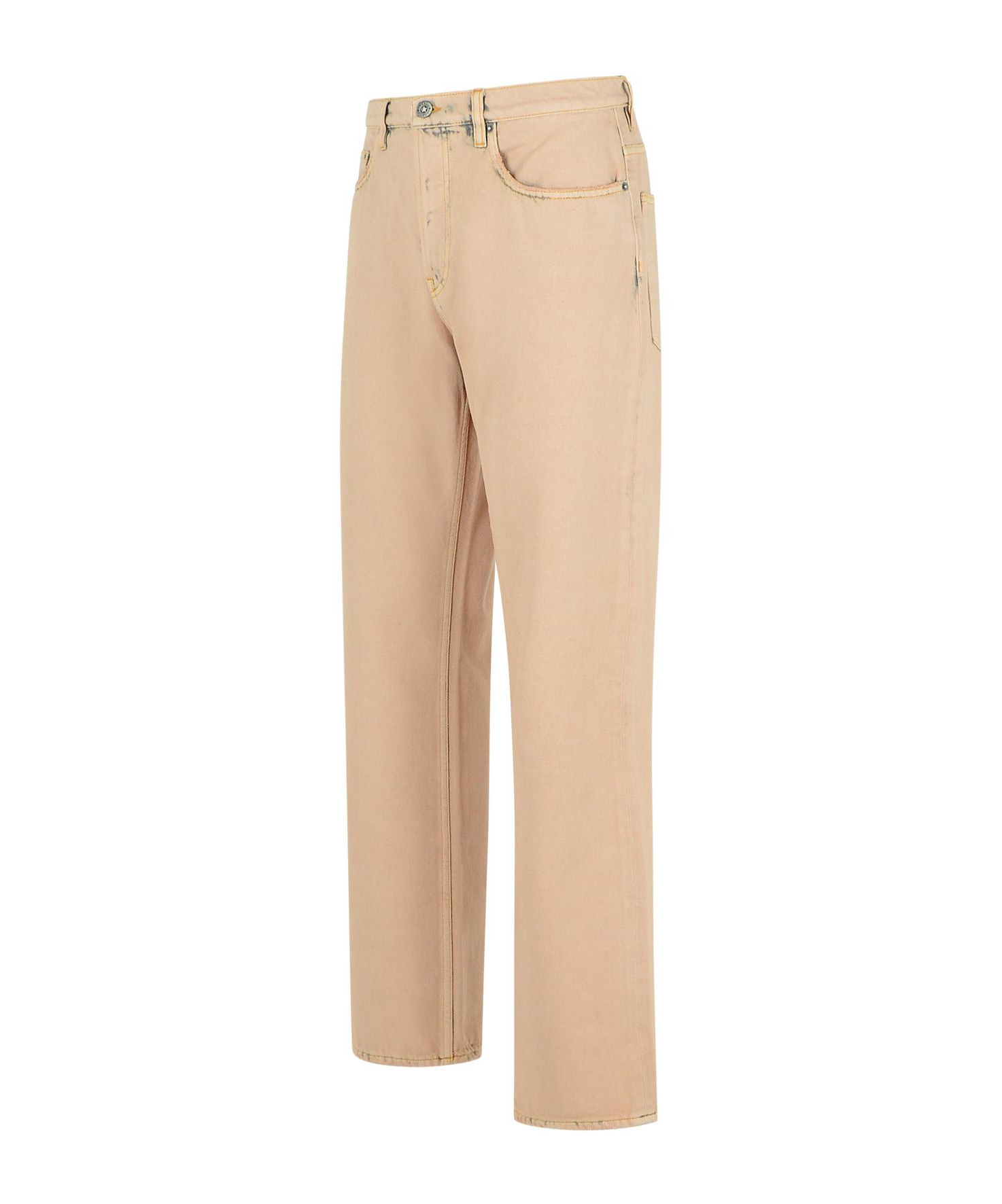 Golden Goose Cotton Pants With Belt Loops And Contrast Stitching In Nude