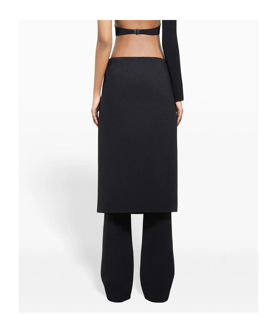 Courrèges Black Oblique Tailored Midi Skirt In Black