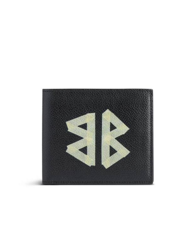 Balenciaga Cash Black Wallet In Grained Leather In Black