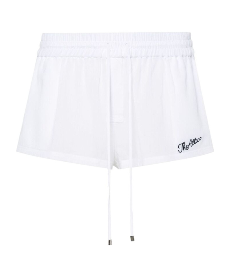 Attico The Logo Embroidered Drawstring Shorts In White