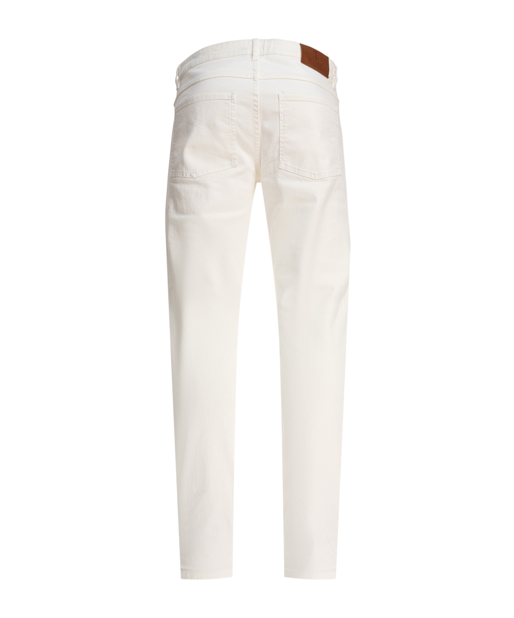 Brunello Cucinelli Logo-embroidered Tapered Cotton Jeans In White