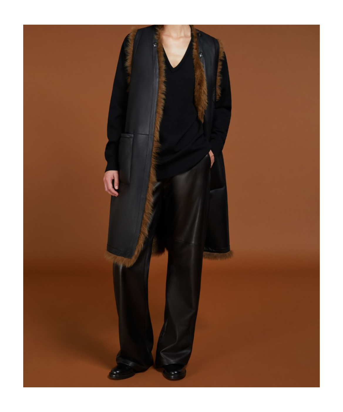 Max Mara Double-sided Wool Vest Coat In Black