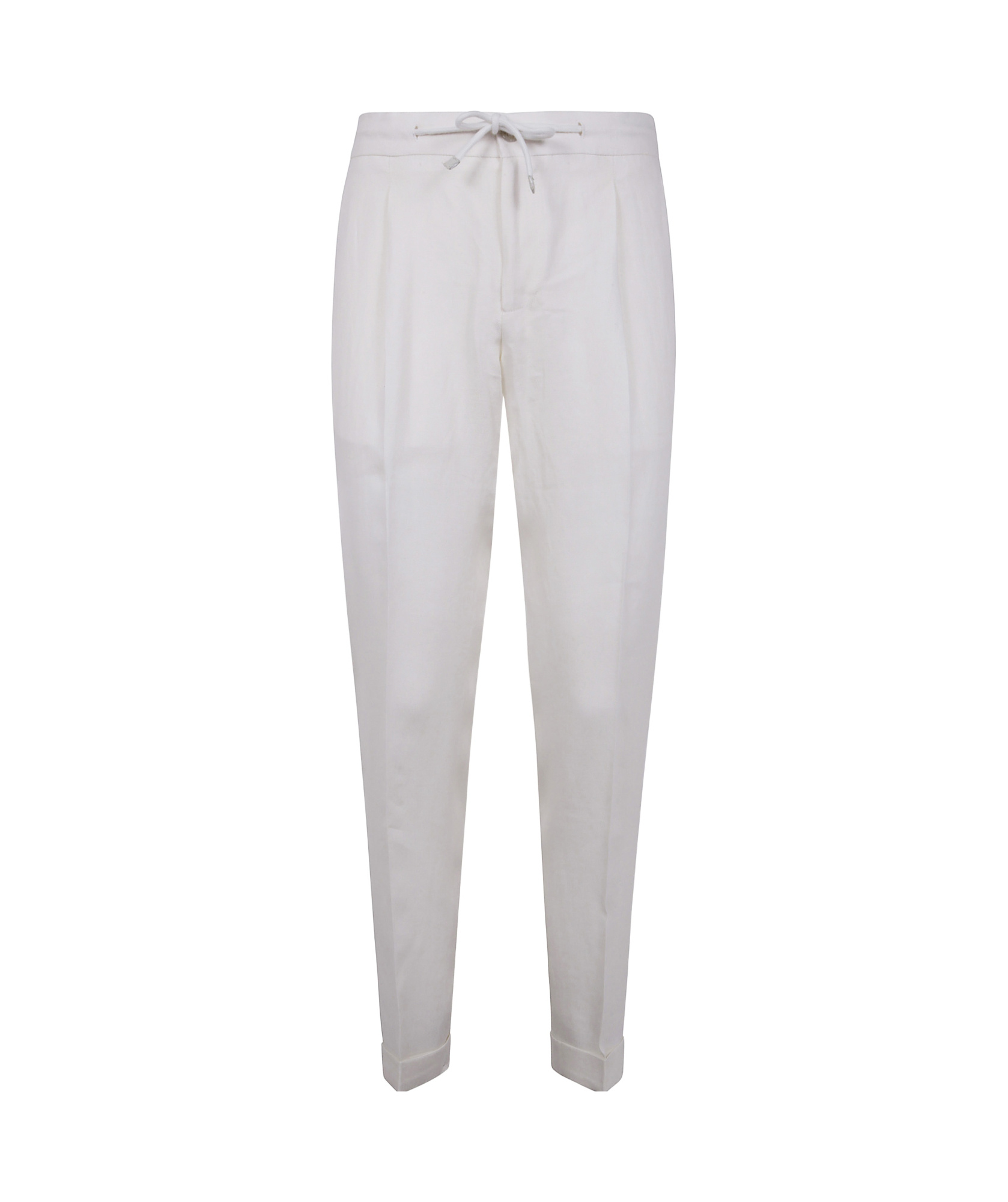 Barba Napoli Elastic Waist Casual Pants In White