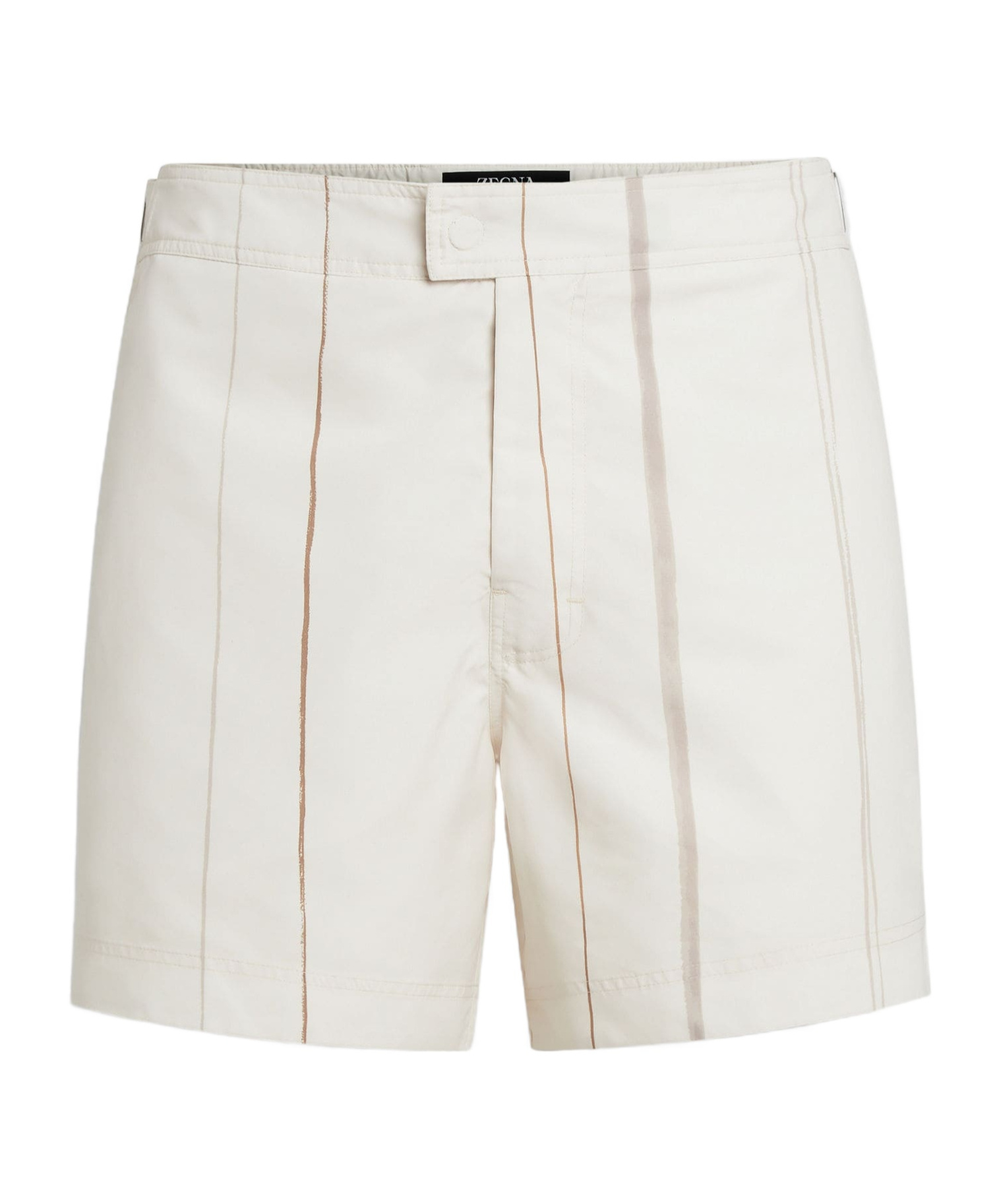 Zegna Stripe Regular Fit Swim Trunks In Neutral