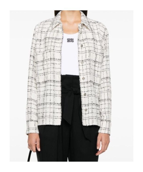 Iro Tweed Checkered Top High-low Hem In White