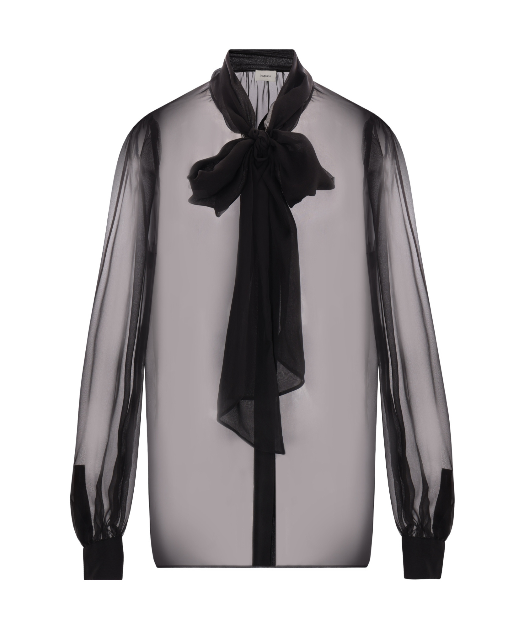 Saint Laurent Silk Muslin Blouse Tops Black In Gray