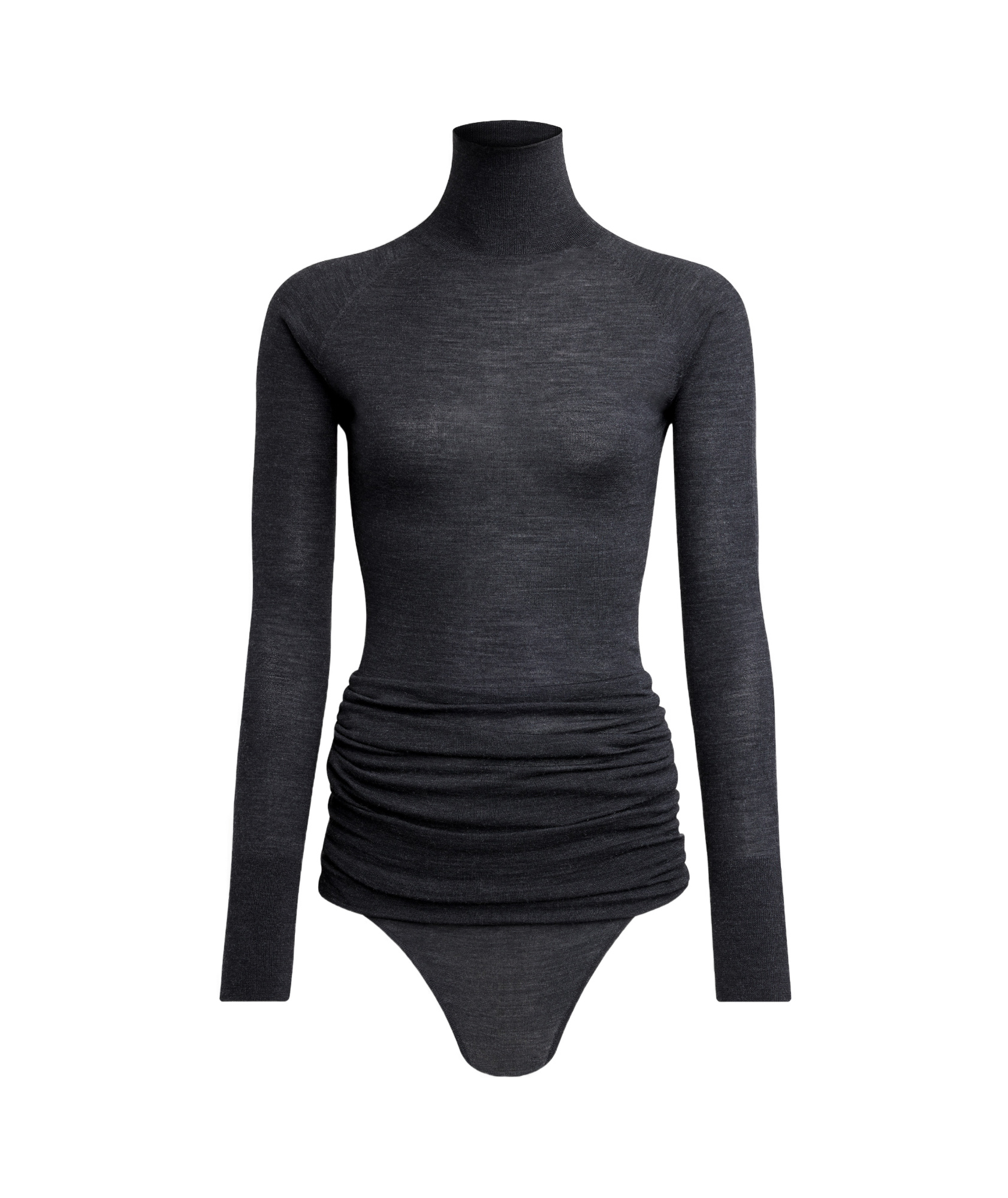 Shop Alaïa High-neck Draped Knit Bodysuit In Black