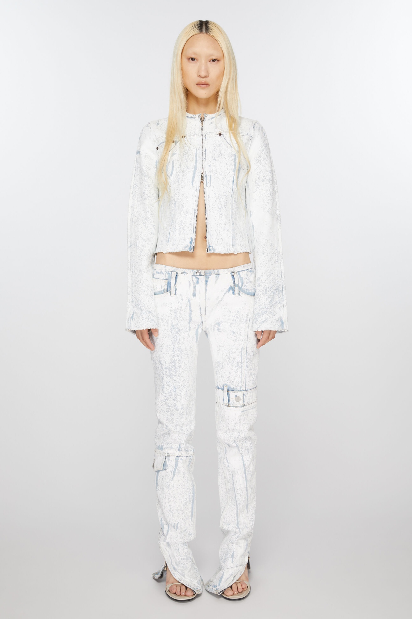 Acne Studios Pigment-print Denim Jacket In White