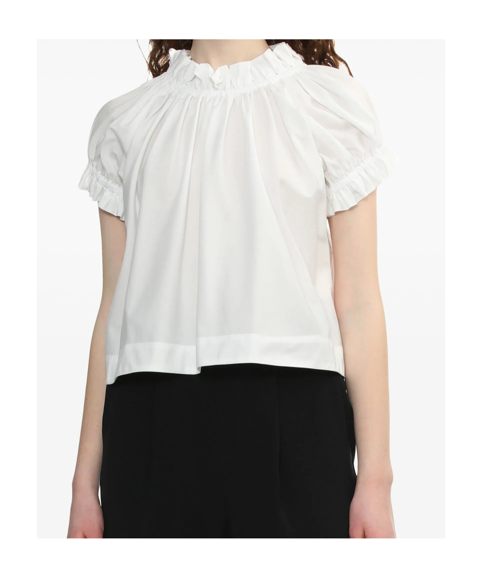 Simone Rocha Gathered Ruffle Top In White