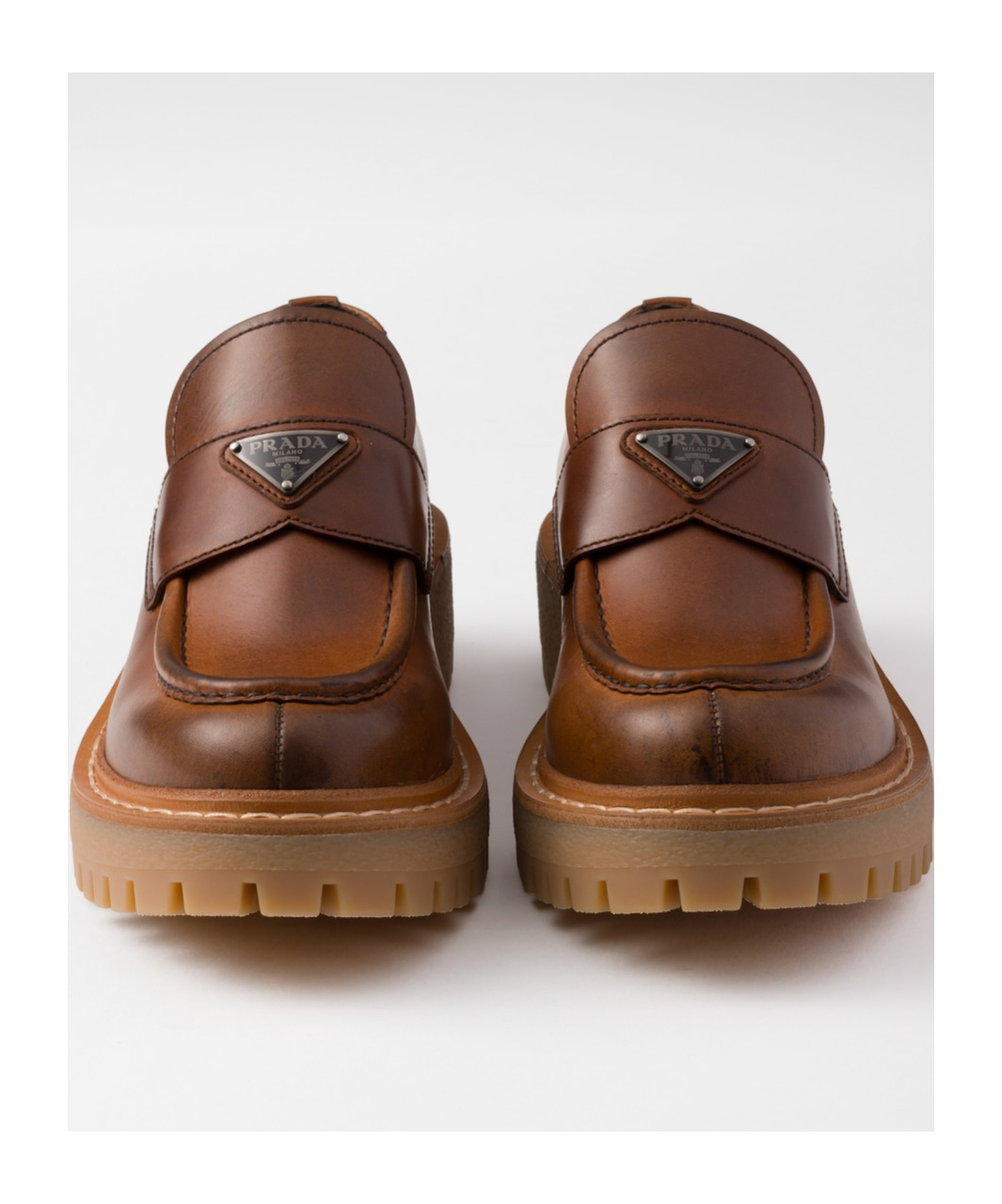 Prada Women Caramel Leather Lace-up Shoes In Brown