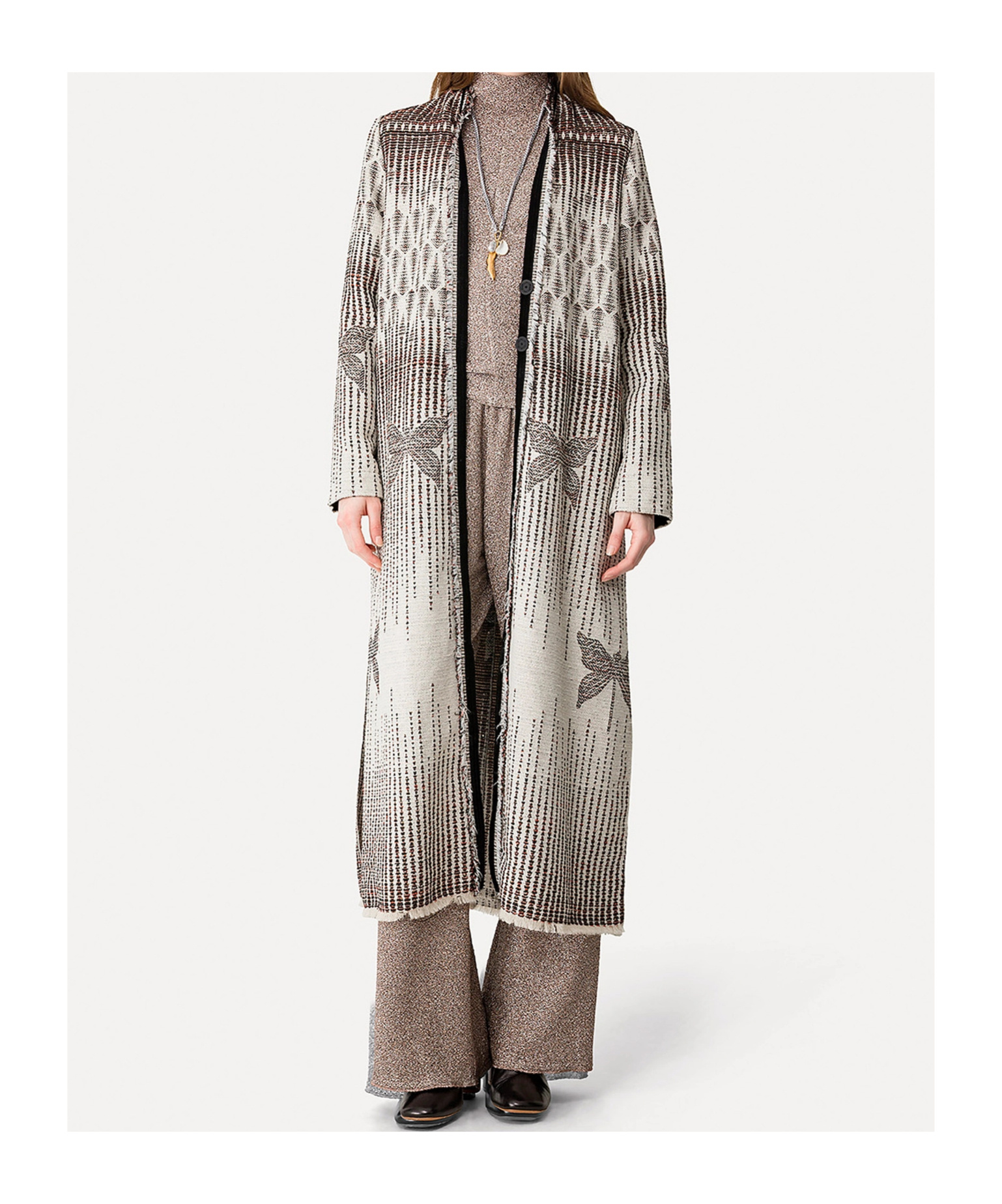 Forte Forte Libelle Jacquard Coat In Gray
