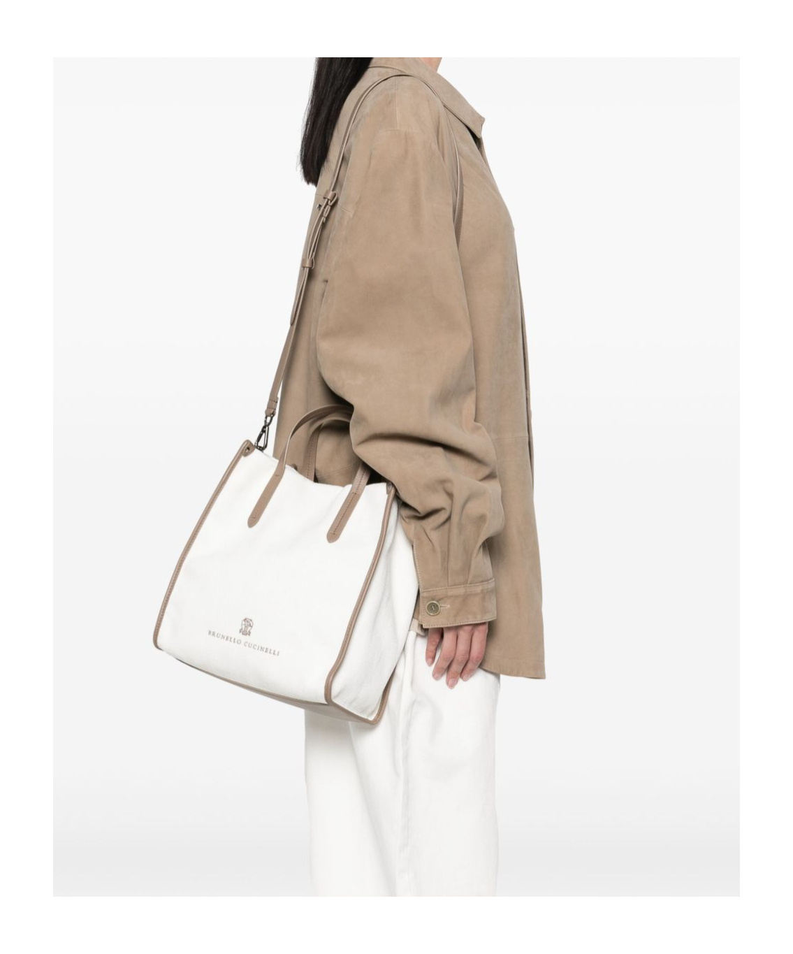 Brunello Cucinelli Rectangular Shoulder Bag In White