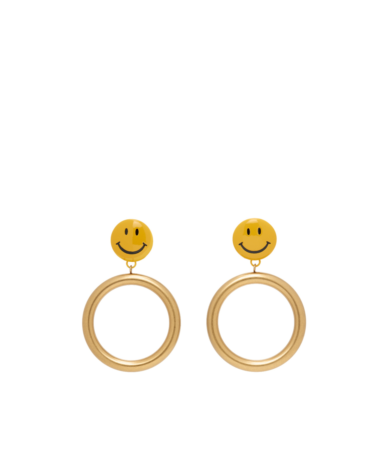 Moschino Round Smile-motif Earrings In Gold