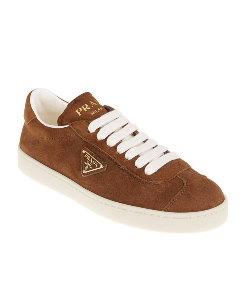 Prada Logo Low-cut Casual Shoes In Brown