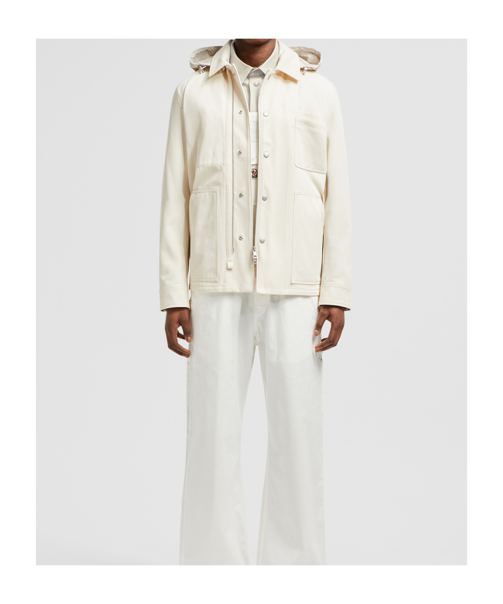 Moncler Guerledan Hooded Cotton Shirt Jacket White In White