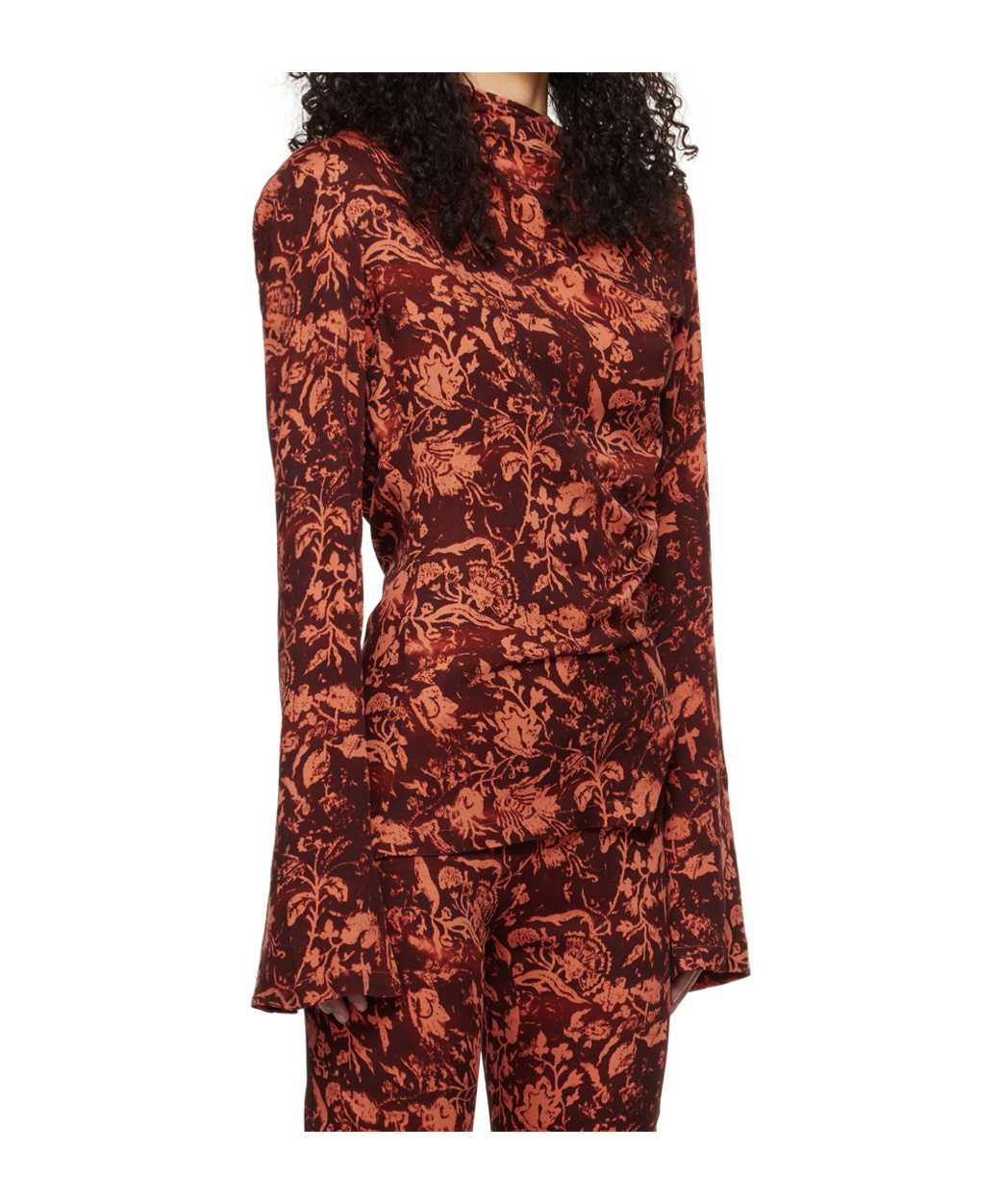 Jade Cropper Floral-print Open-back Blouse In Orange