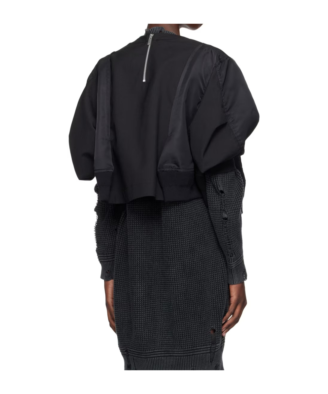 Shop Sacai Puff-sleeve Short-sleeve T-shirt In Black