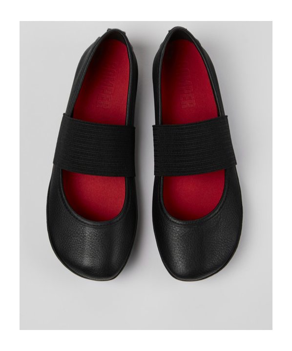 Camper Right Nina Leather Ballerina Flat In Black