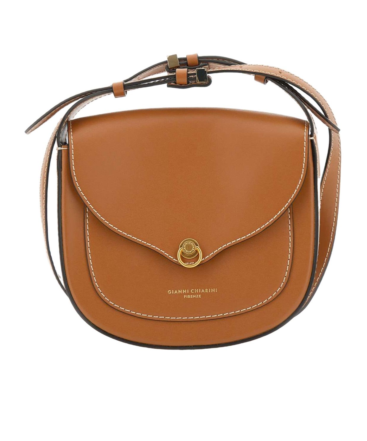 Gianni Chiarini Isa Logo Embossed Shoulder Bag In Brown