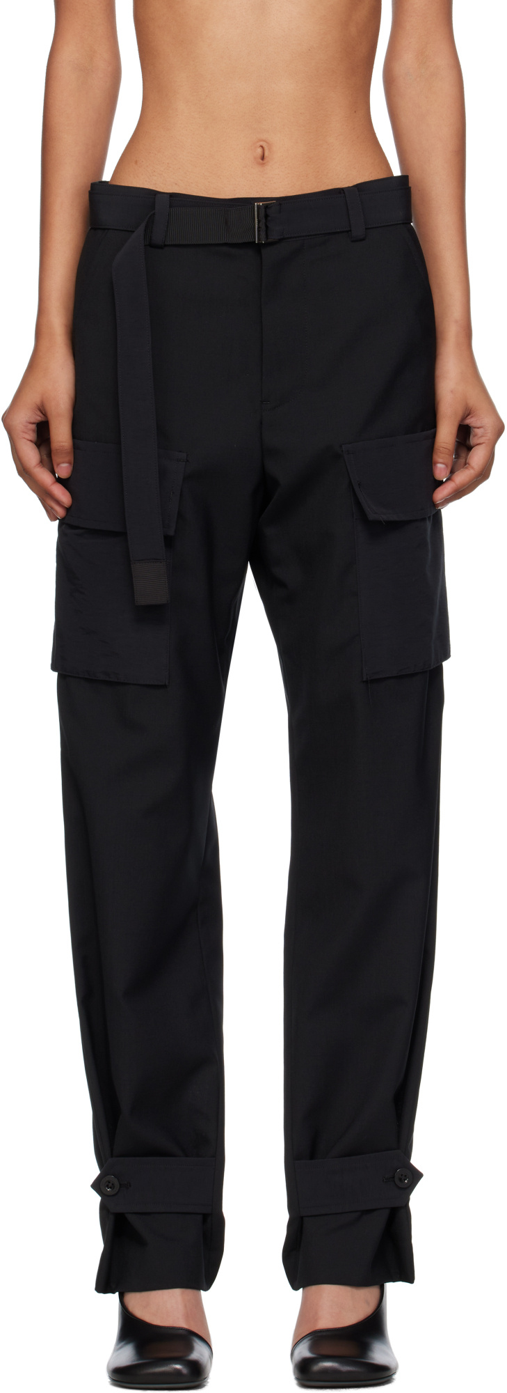 Sacai Belt Loops Slacks In Black