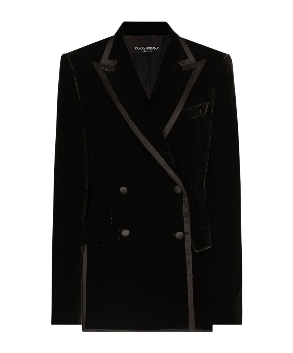 Dolce & Gabbana Double Breasted Velvet Blazer In Black