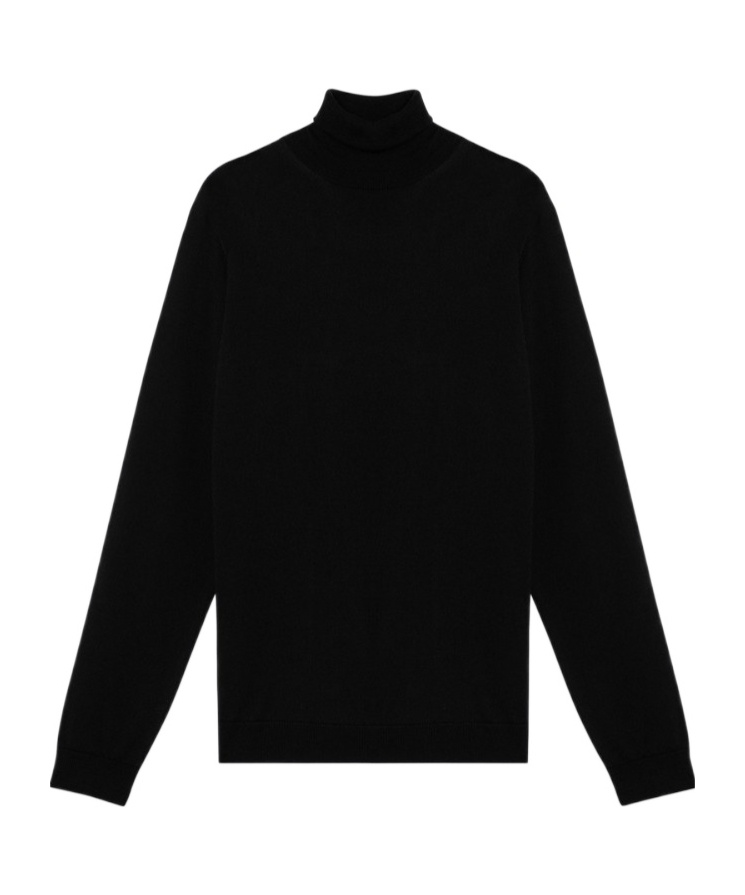 Roberto Collina High Collar Knit Sweater With Ribbed Cuffs In Black