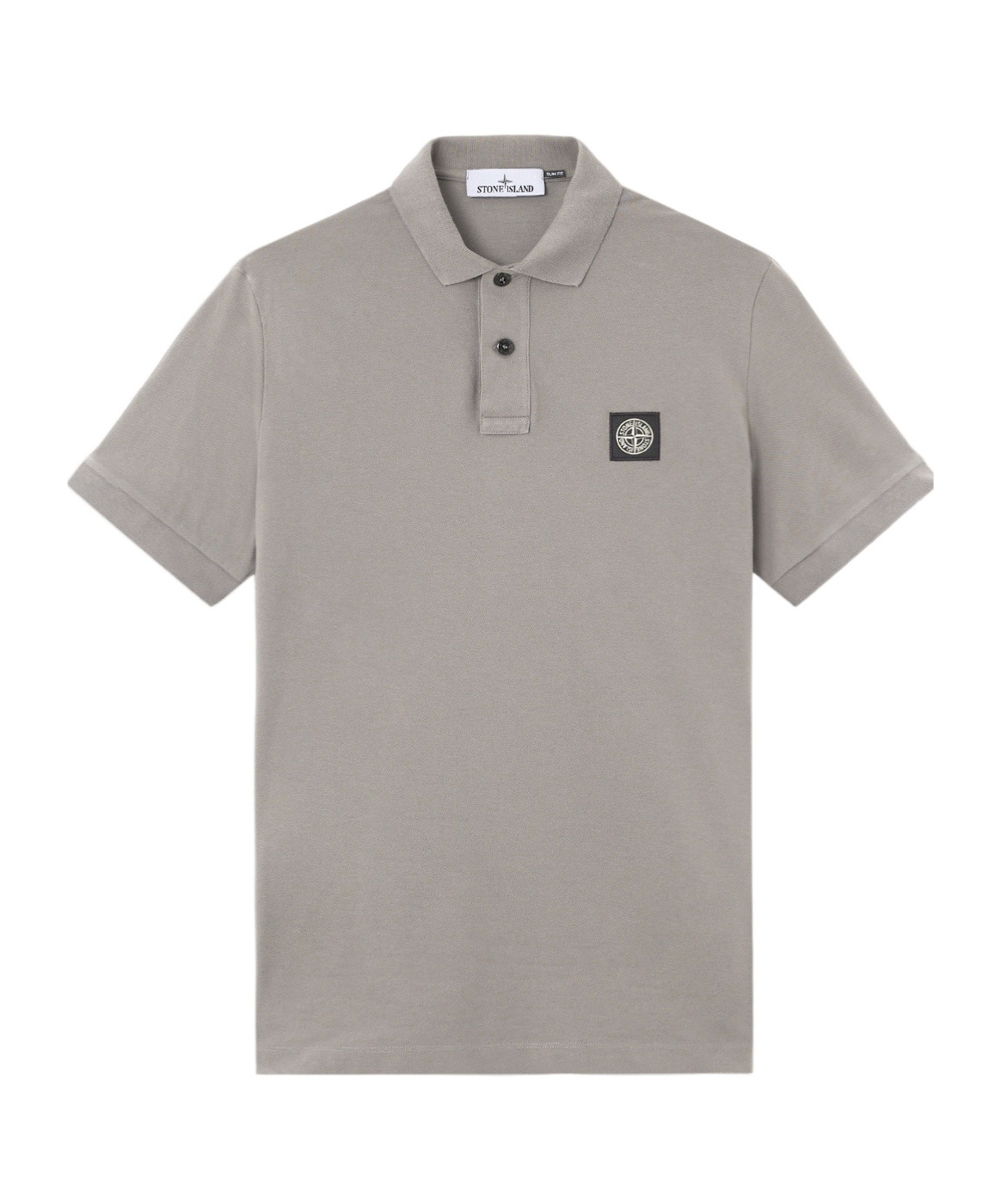 Stone Island Slim Fit Organic Cotton Piqué Polo With Compass Patch In Gray