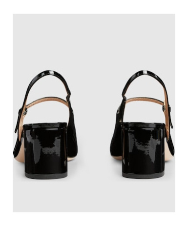 Gucci Lady Patent Bit Slingback Pumps In Black