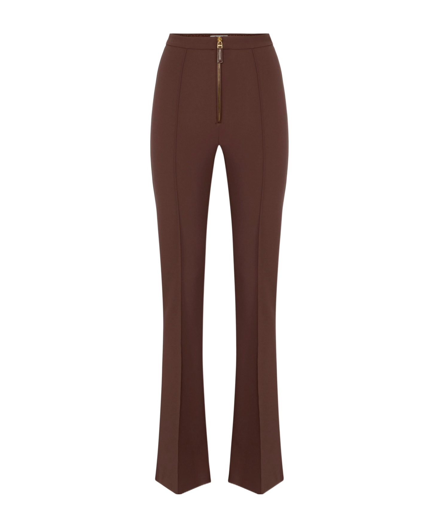 Elisabetta Franchi Zip-front Flared Trousers In Brown