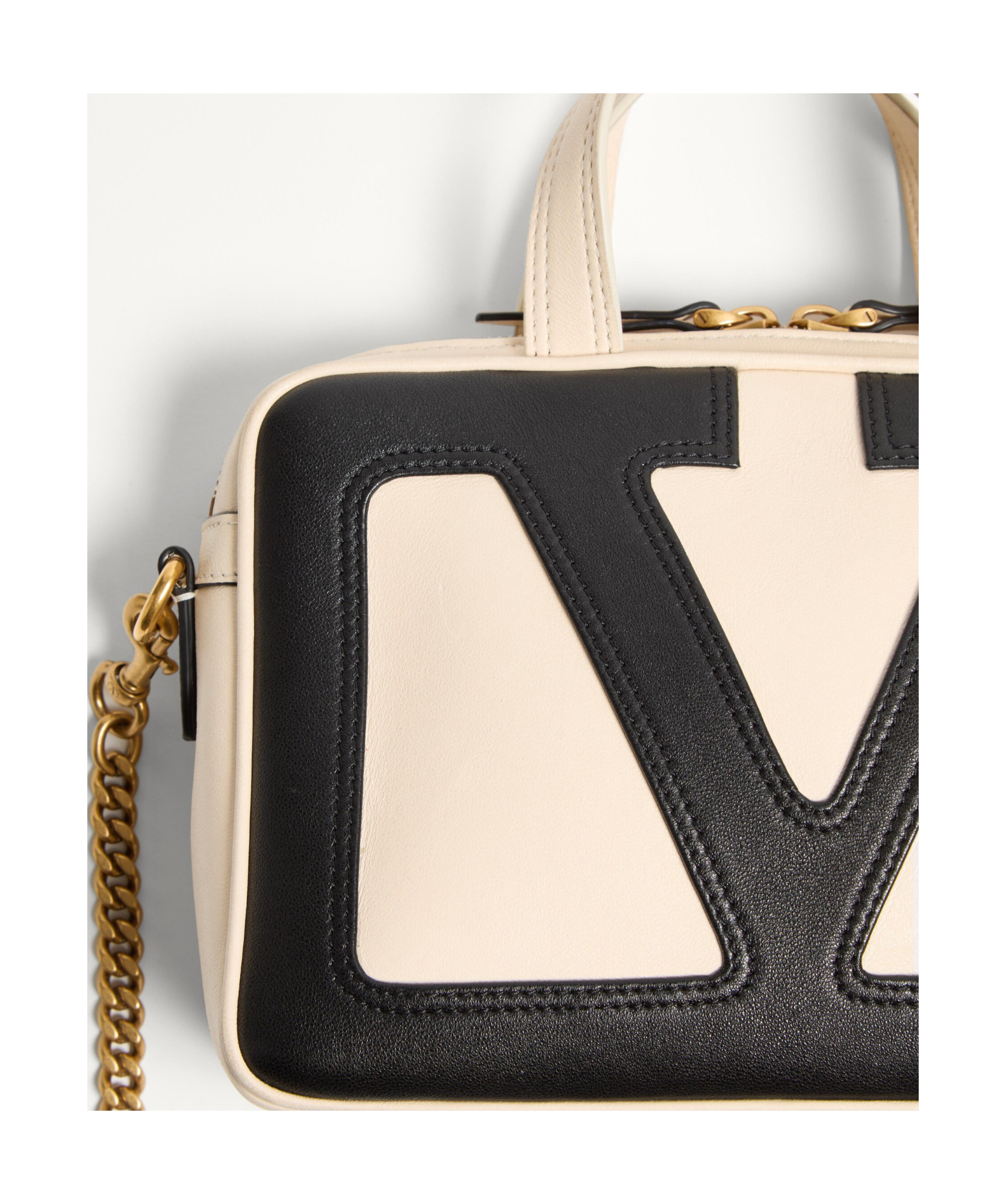 Valentino Viva Superstar Small Two-tone Leather Shoulder Bag In Nude