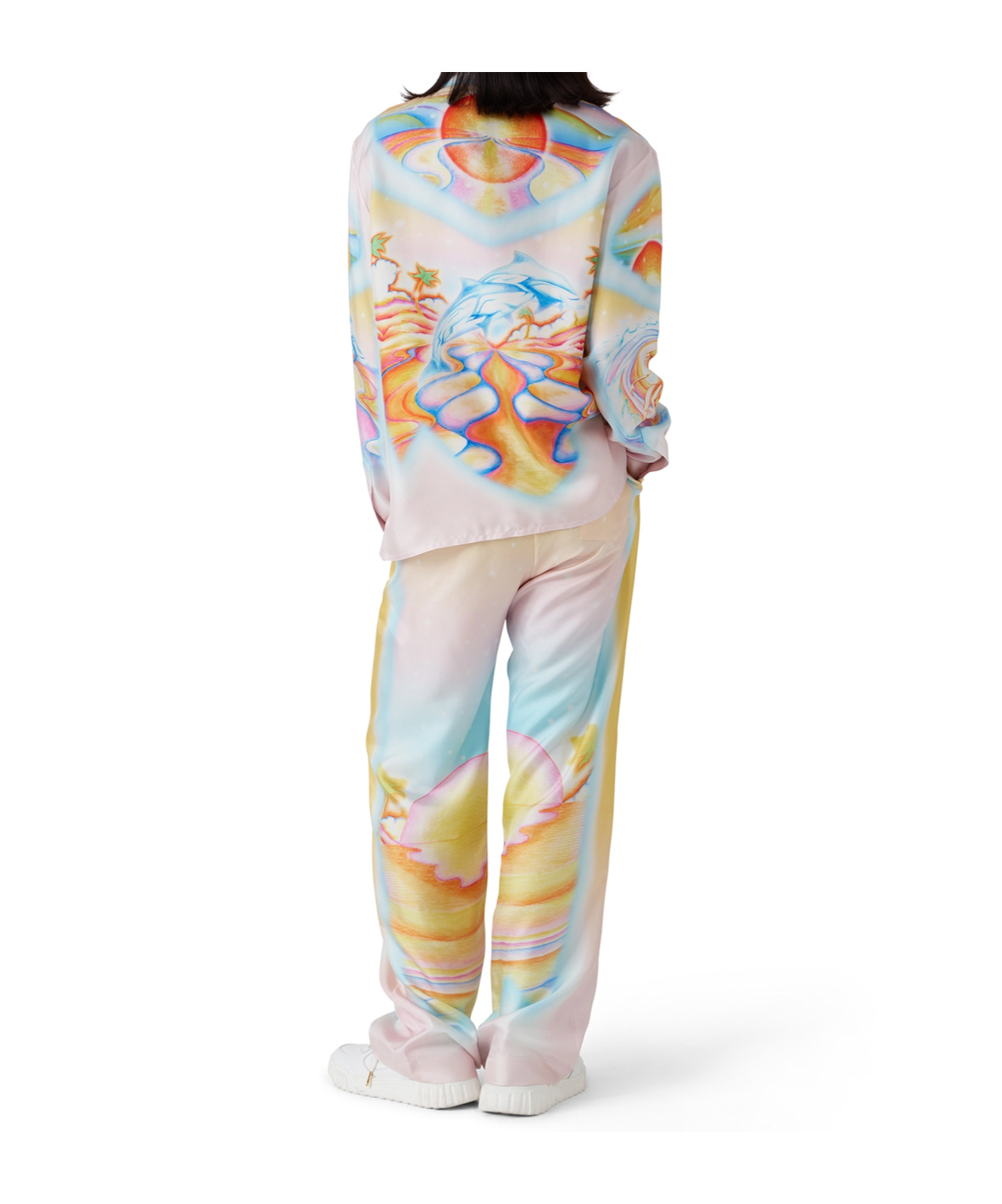Casablanca Surf Print Long-sleeve Silk Blouse