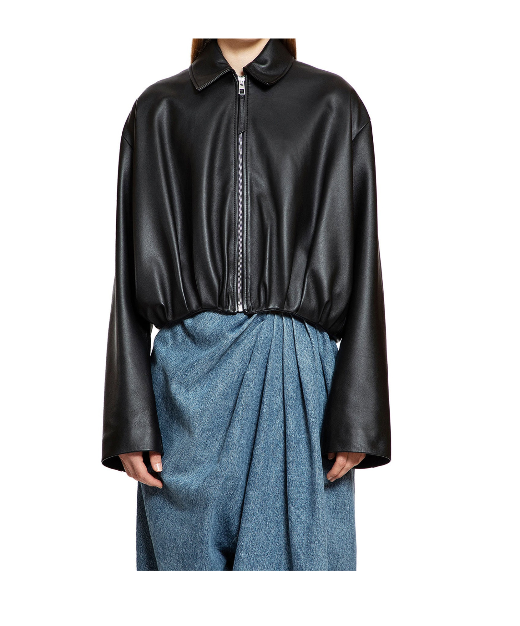 Shop Loewe Draped Jacket In Nappa Lambskin In Black