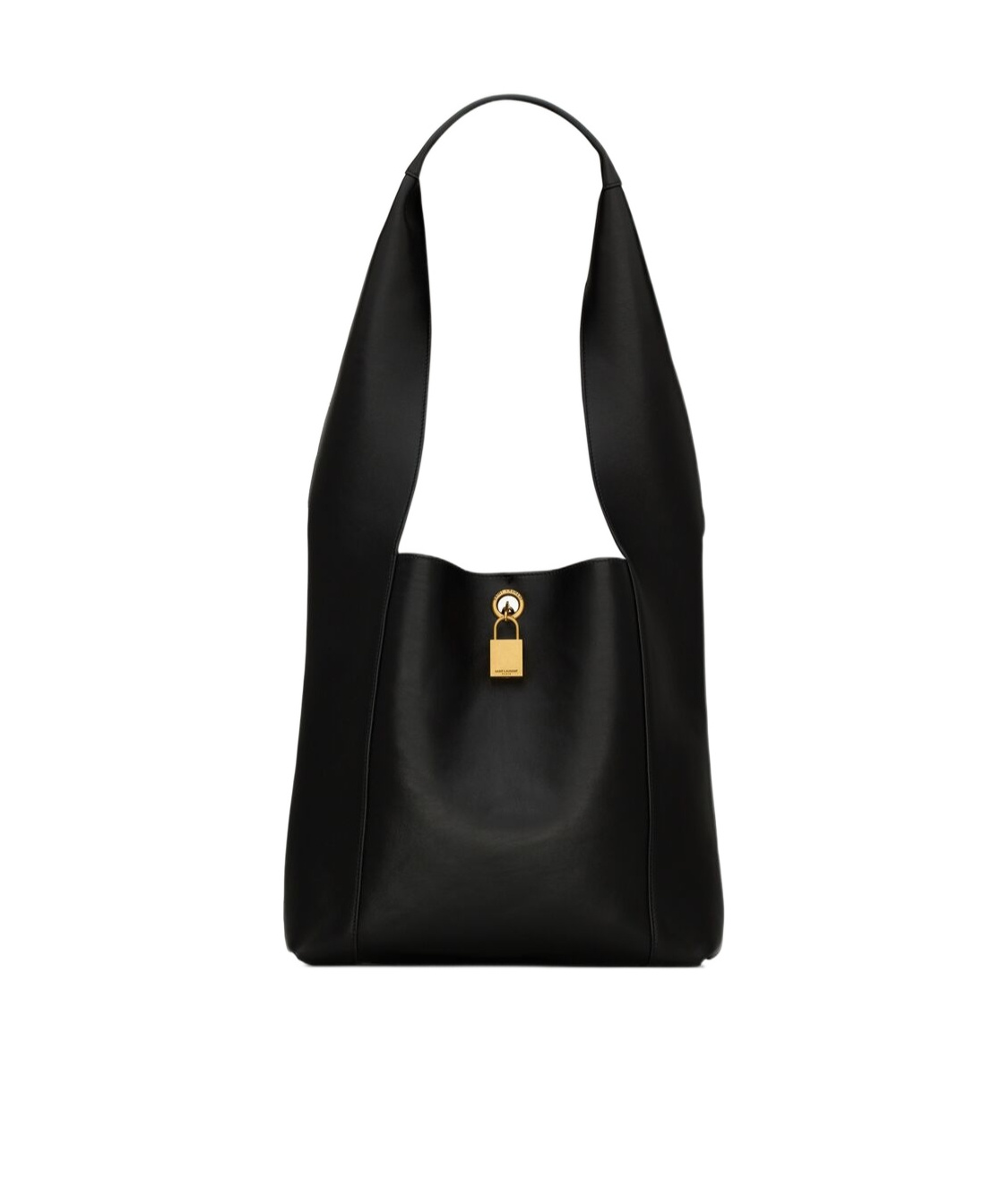 Saint Laurent Black Leather Tanger Shopping Bag In Black