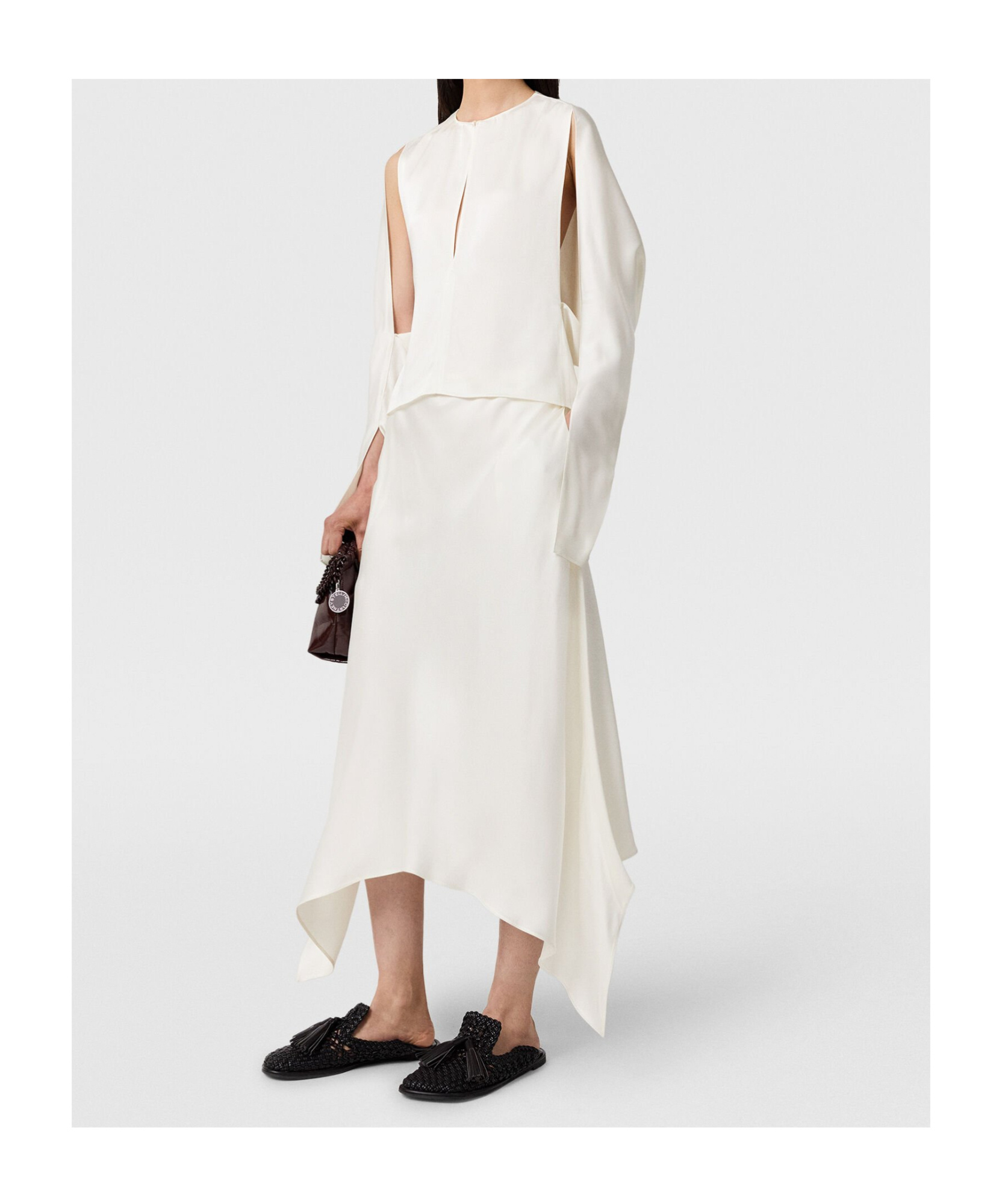 Stella Mccartney Cape-sleeve Cut-out Satin Top In White