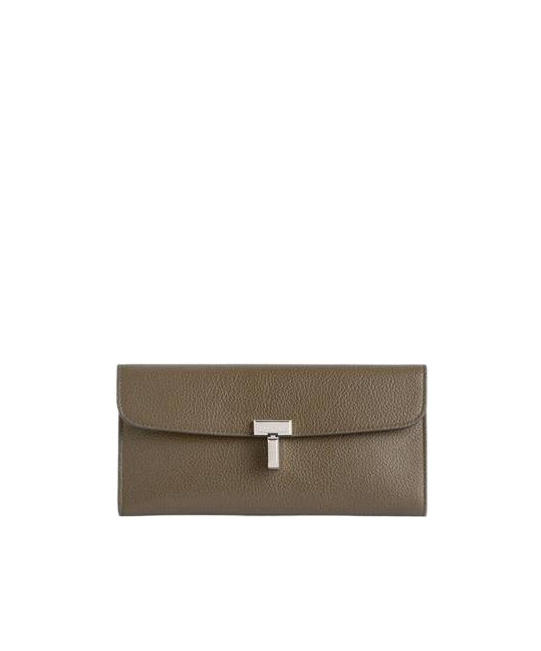 Totême T-lock Leather Wallet In Green