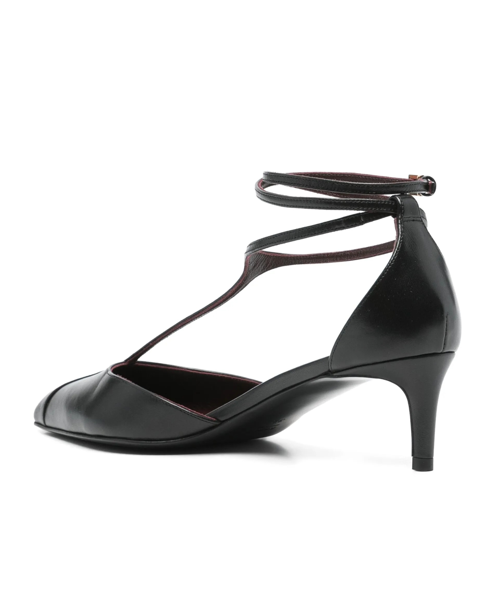 Khaite Pointed Toe Black Ankle Strap Sandals In Black