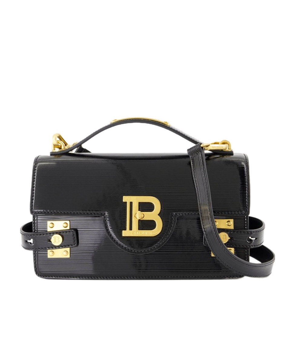 Balmain B-buzz 24 Leather Top Handle Bag In Black
