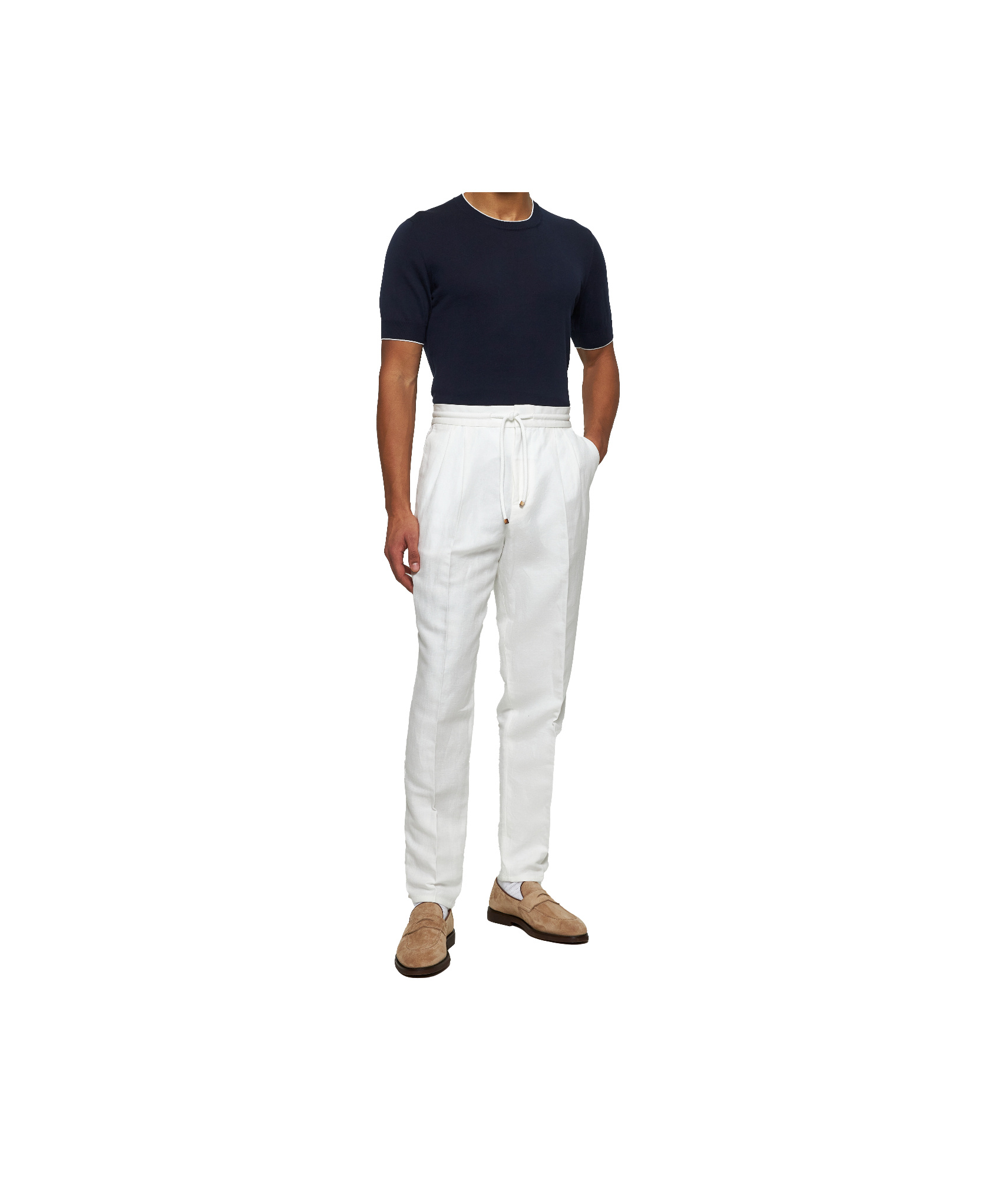 Brunello Cucinelli Leisure Fit Trousers With Drawstring In White