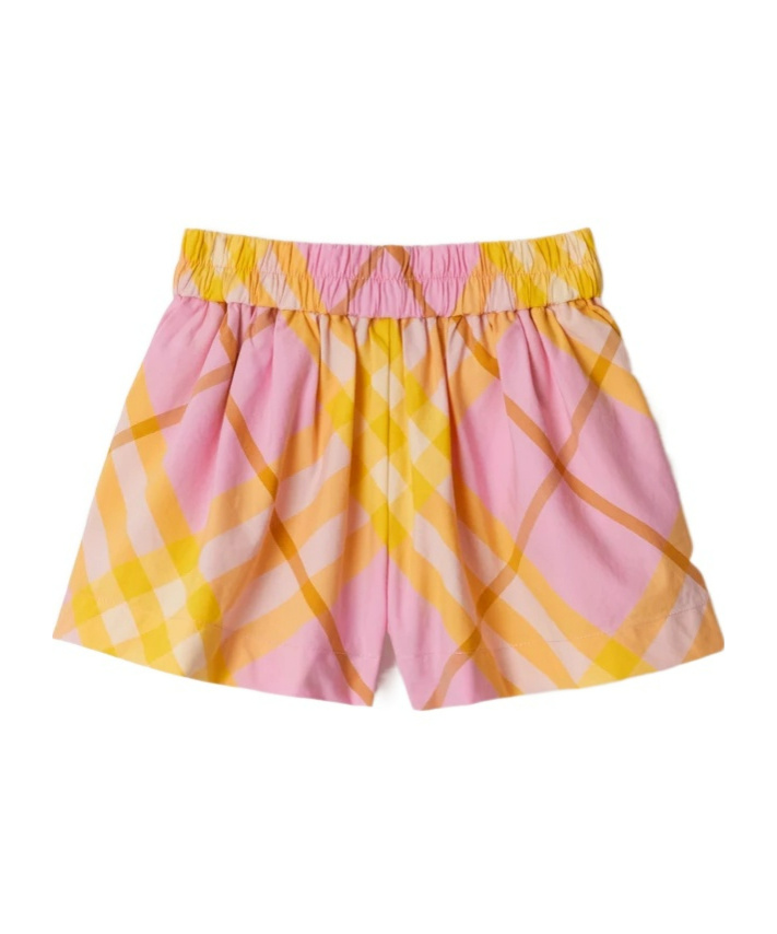 Burberry Checked Cotton Shorts In Pink