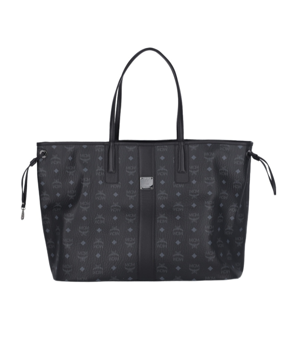 Mcm Liz Logo Plaque Top Handle Bag In Black