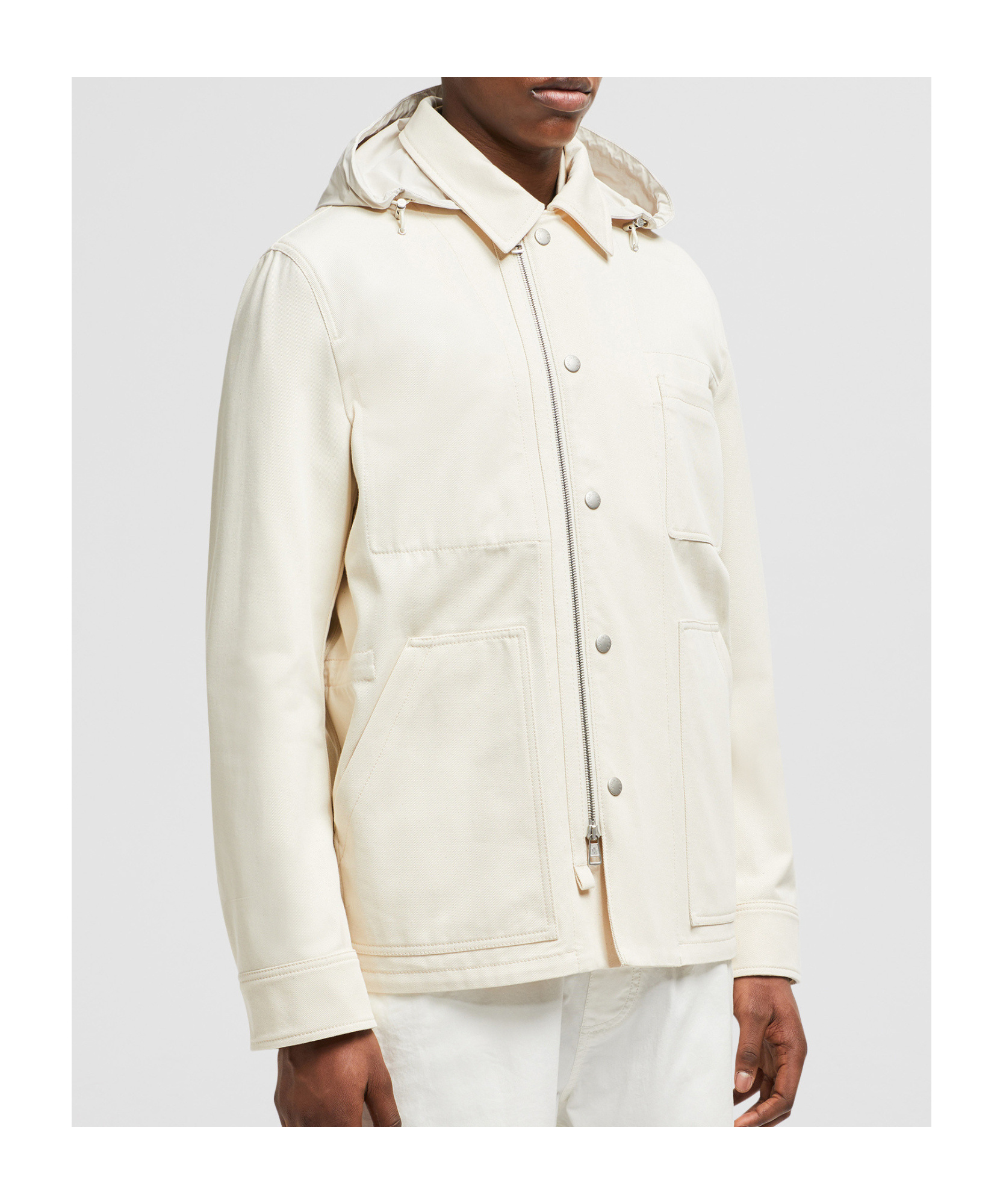 Moncler Guerledan Hooded Cotton Shirt Jacket White In White