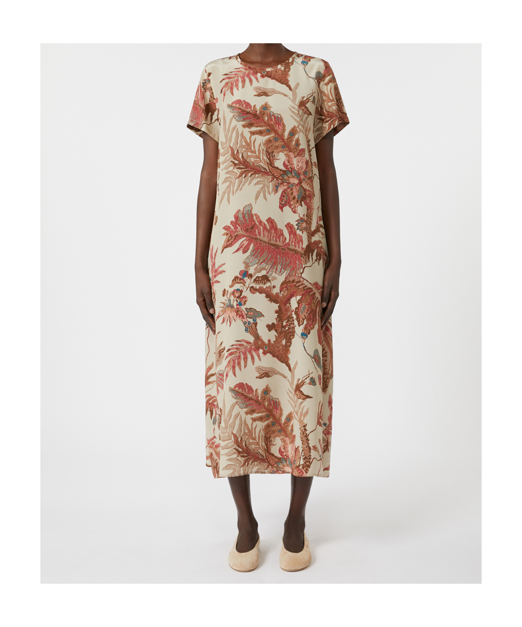 Weekend Max Mara Silk Floral Maxi Dress In Brown