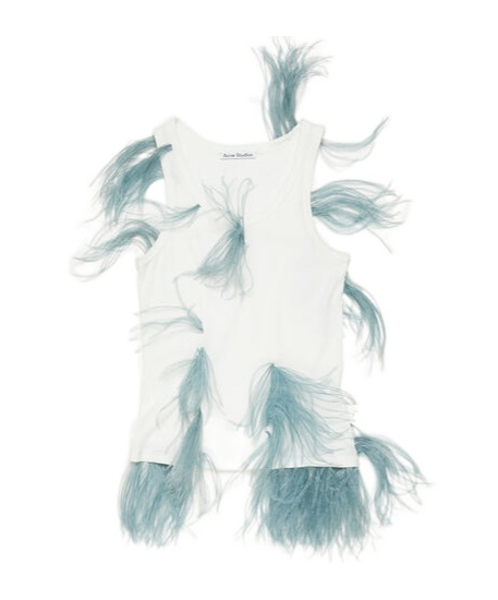 Acne Studios Feather-detailing Ribbed Tank Top In White