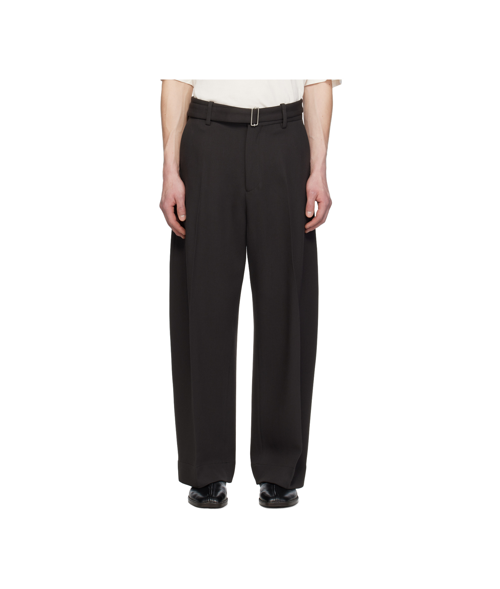 Studio Nicholson Belt-loop Casual Pants In Black