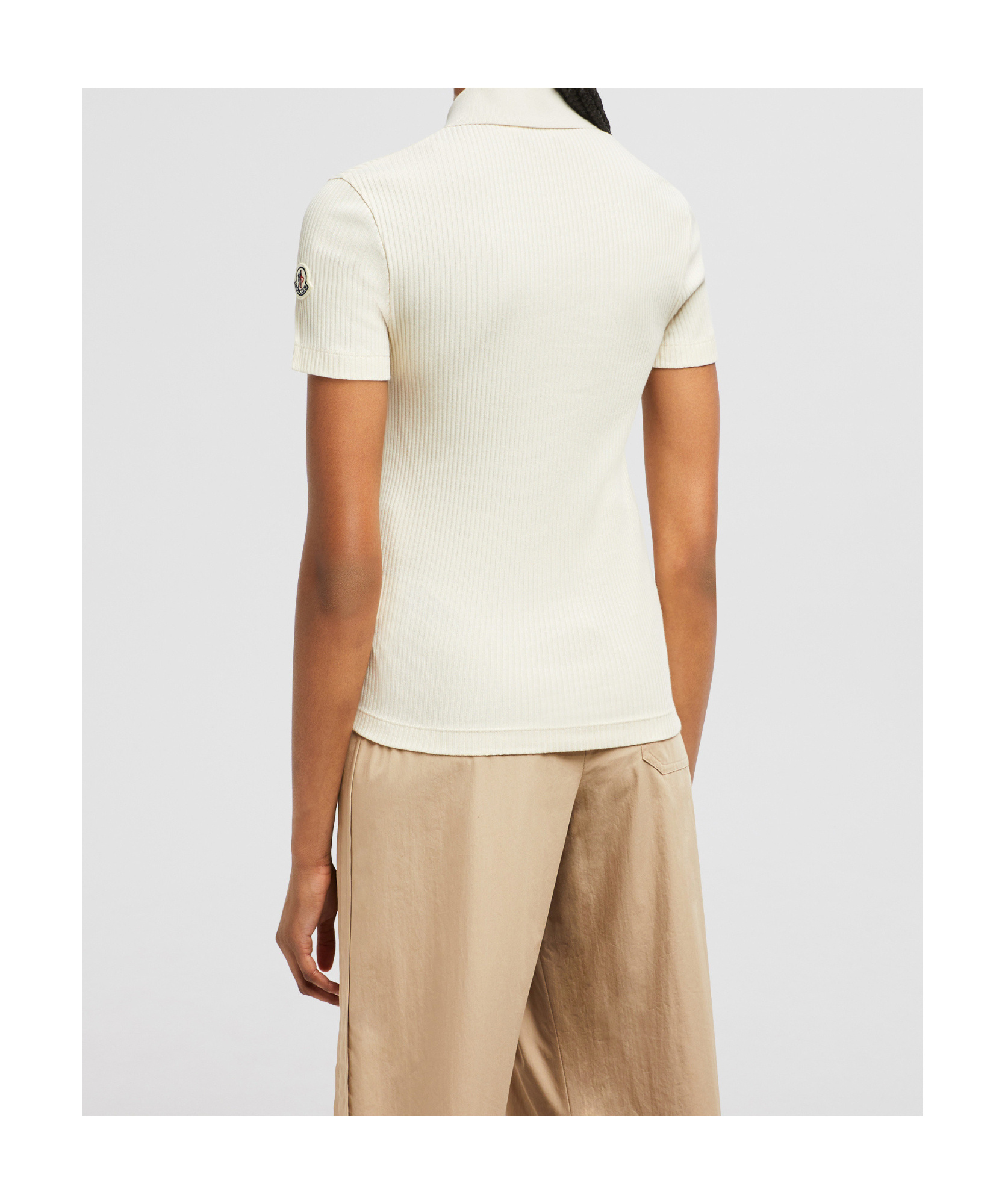 Moncler Short-sleeved Polo Shirt In Nude