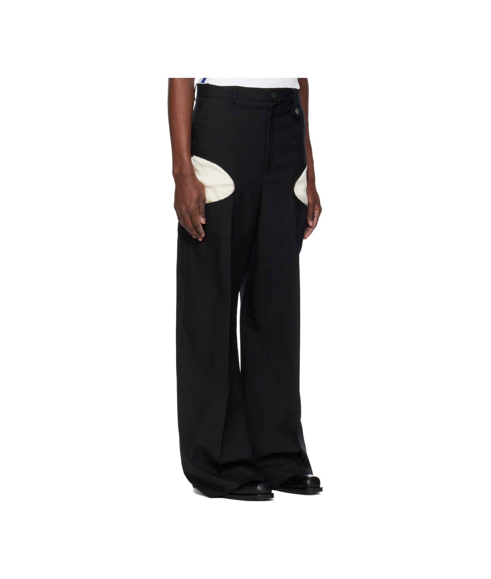 Egonlab Black Openwork Trousers In Black