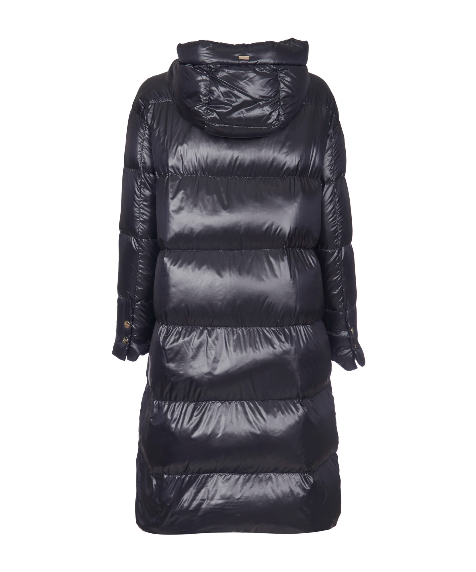 Herno Glossy Long Puffer Jacket With High Collar And Oversized Fit In Black