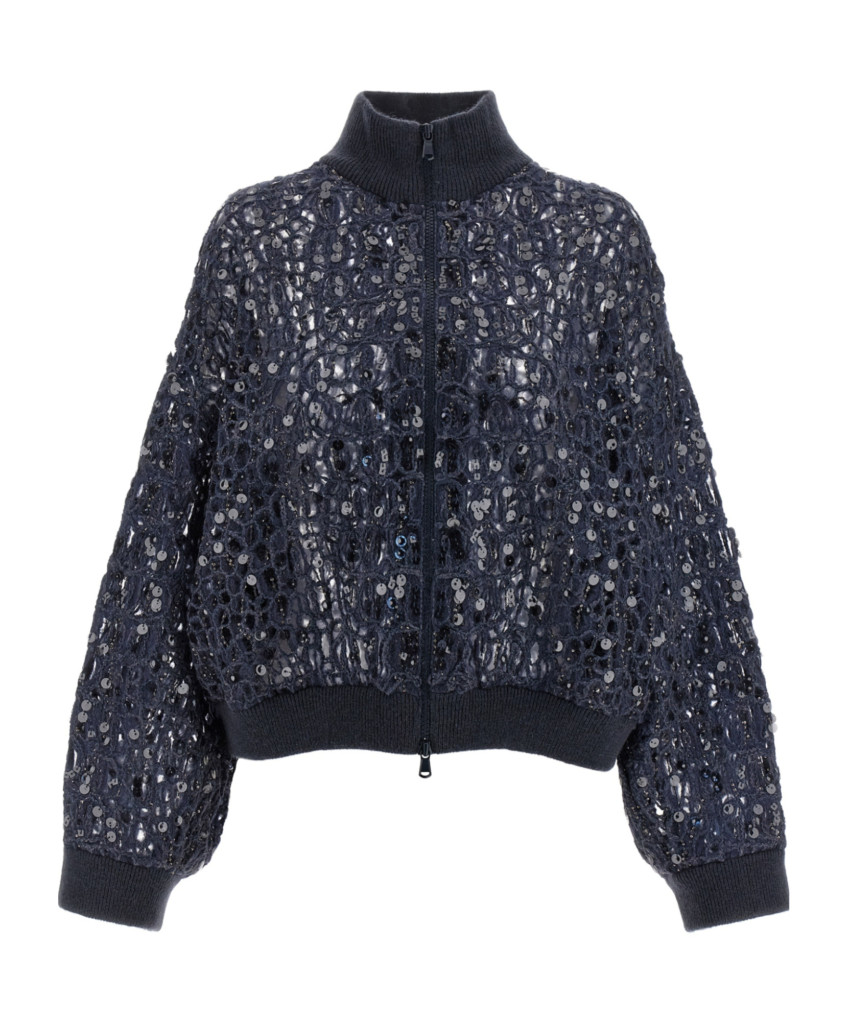 Brunello Cucinelli Dazzling Croc Embroidery Sweaters And Cardigans Blue In Blue